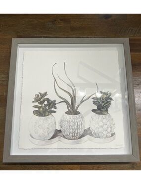 Floral / botanical wall decor shadow box style 11.5in x 11.5 excellent condition